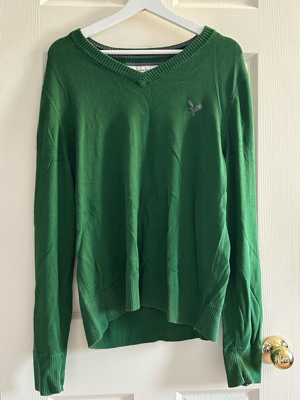american eagle green v-neck sweater